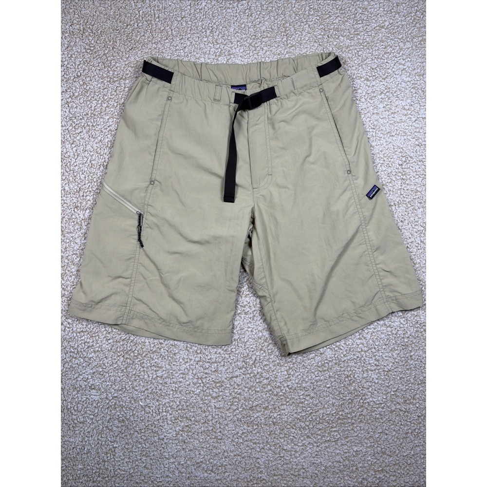 Patagonia Shorts Mens M Khaki Tan Belted Nylon Hiking Outdoor Gorpcore